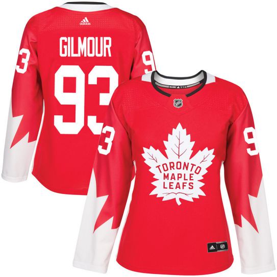 2017 NHL Toronto Maple Leafs women #93 Doug Gilmour red jersey->women nhl jersey->Women Jersey